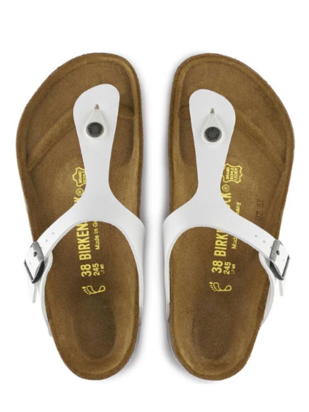 Birkenstock White Gizeh Birko-Flor Thong Sandals - 36 (regular width)